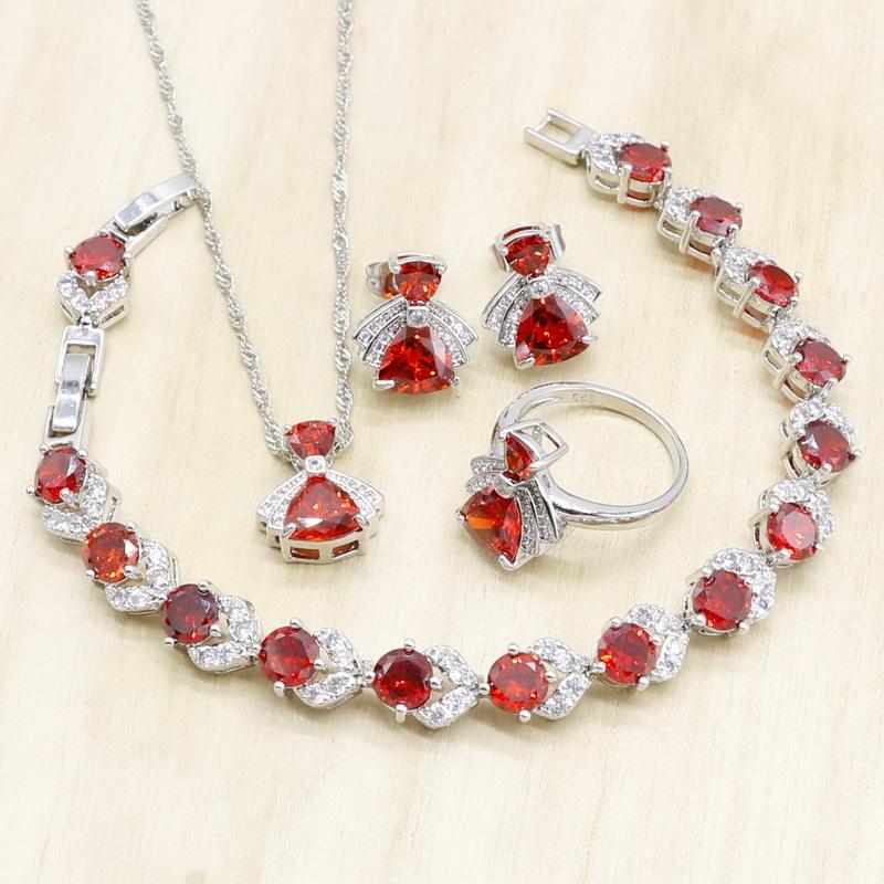Wedding Jewelry Sets Red Cubic Zirconia 925 Sterling Silver For Women Bracelet Necklace Pendant Stud Earrings Ring Birthday, Slivery;golden
Wedding Jewelry Sets Red Cubic Zirconia 925 Sterling Silver For Women Bracelet Necklace Pendant Stud Earrings Ring Birthday, Slivery;golden