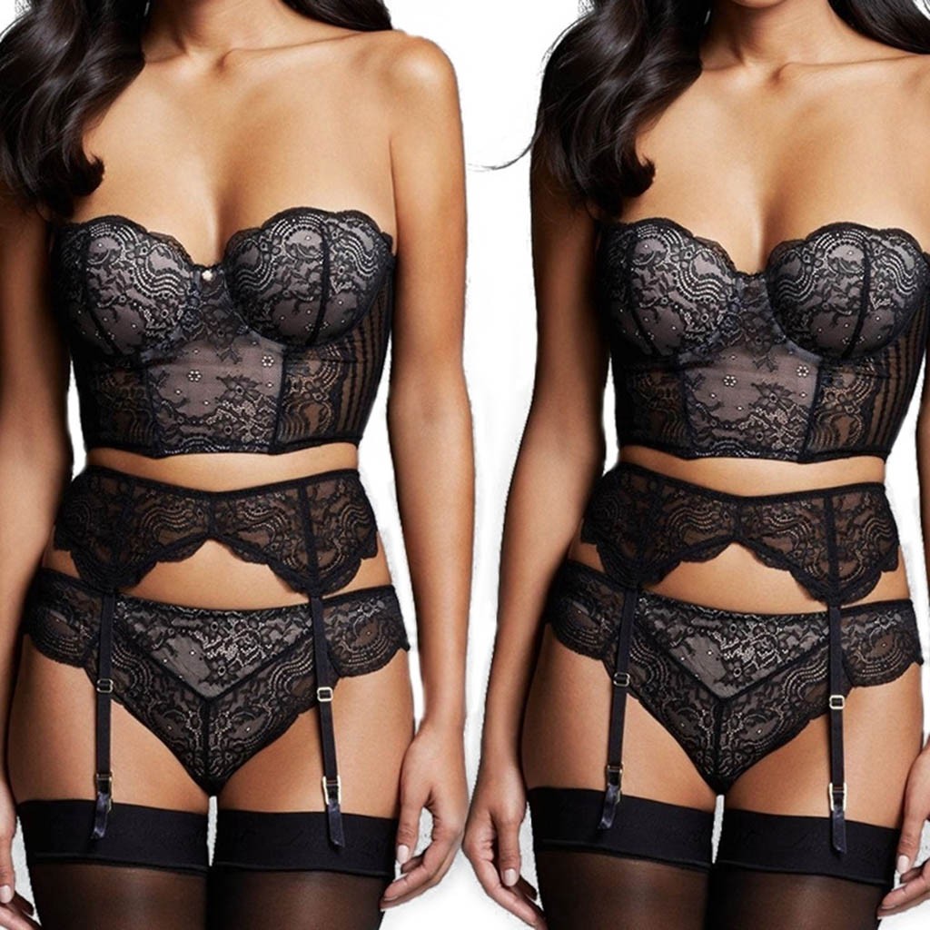 3Pieces/Lot New Floral Lace Patchwork Lingerie Set Women Wireless Bra With Garter Belt G-string Underwear Perspective Sexy Breathable Set, Black
3Pieces/Lot New Floral Lace Patchwork Lingerie Set Women Wireless Bra With Garter Belt G-string Underwear Perspective Sexy Breathable Set, Black