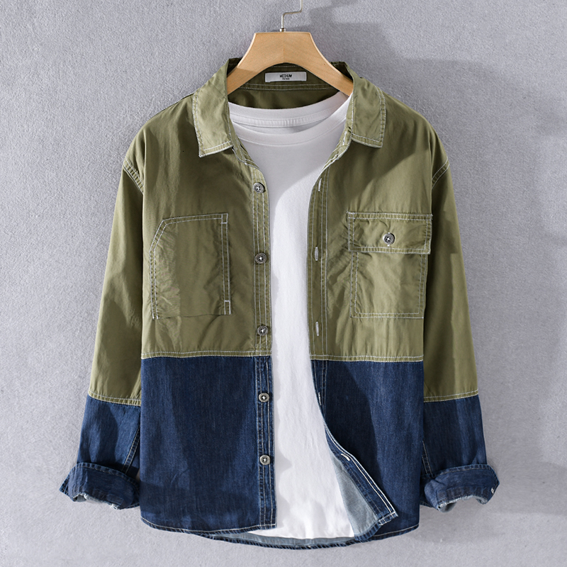 2021 Designer New Brand Long Sleeve Pure Cotton Denim Fashion Trendy Shirts for Men Casual Patchwrok Shirt Mens Camiseta K40p, Green
2021 Designer New Brand Long Sleeve Pure Cotton Denim Fashion Trendy Shirts for Men Casual Patchwrok Shirt Mens Camiseta K40p, Green
