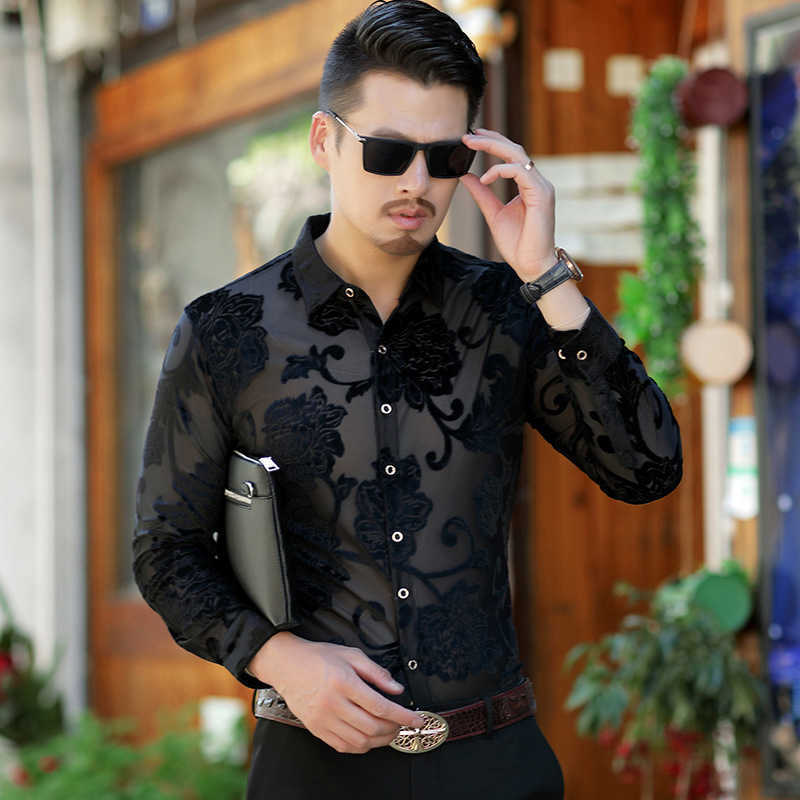 Lace Flower See Through Shirt Men Casual Slim Fit Long Sleeve Summer Sexy Night Club Prom Transparent Shirt Camisa Masculina 210527, 523 blue
Lace Flower See Through Shirt Men Casual Slim Fit Long Sleeve Summer Sexy Night Club Prom Transparent Shirt Camisa Masculina 210527, 523 blue