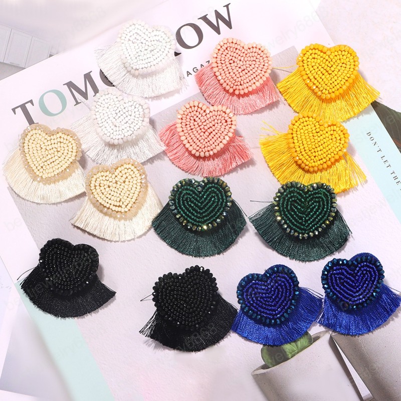 Bohemian Handmade Beaded Tassel Heart Dangle Earrings Female Fashion Weave Resin Fringe Statement Earring Jewelry Summer
Bohemian Handmade Beaded Tassel Heart Dangle Earrings Female Fashion Weave Resin Fringe Statement Earring Jewelry Summer