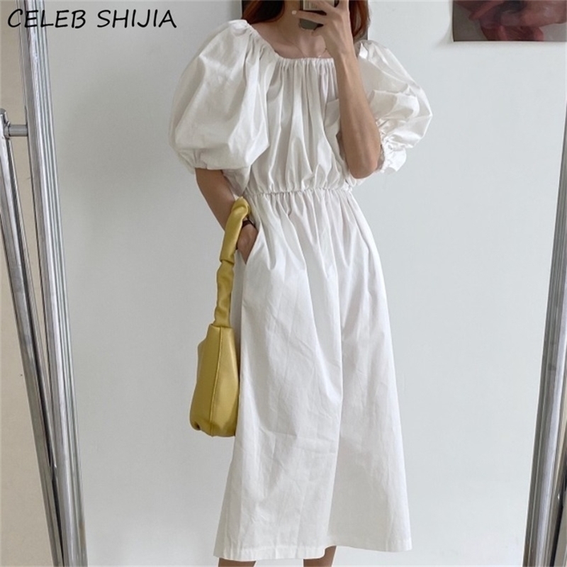 Slash Neck White Dresses Woman Summer Vintage High Waist Bodycon Puff Loose Chic Korean Long Dress For Clothing 210603, Clear
Slash Neck White Dresses Woman Summer Vintage High Waist Bodycon Puff Loose Chic Korean Long Dress For Clothing 210603, Clear