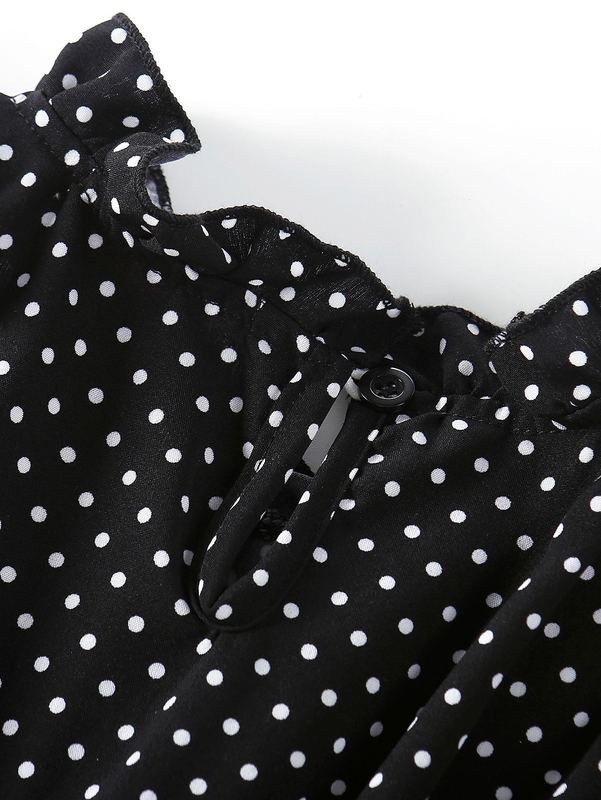 Girls Polka Dot Frill Trim Layered Dress SHE