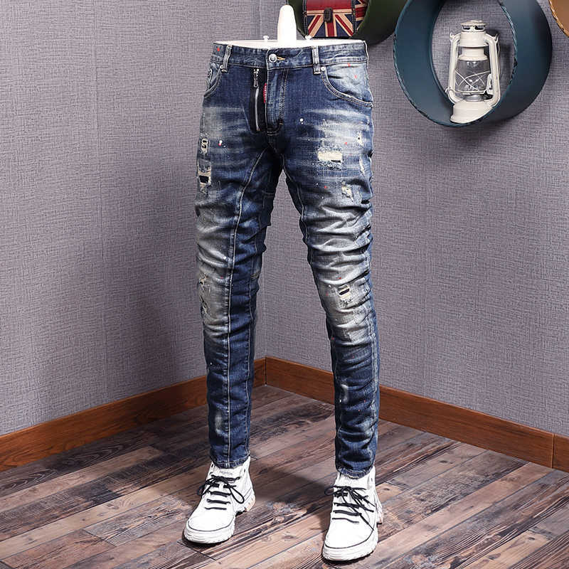 Italian Style Fashion Men Jeans Retro Blue Elastic Cotton Ripped Vintage Spliced Designer Hip Hop Biker Pants Hombre 7QEE
Italian Style Fashion Men Jeans Retro Blue Elastic Cotton Ripped Vintage Spliced Designer Hip Hop Biker Pants Hombre 7QEE