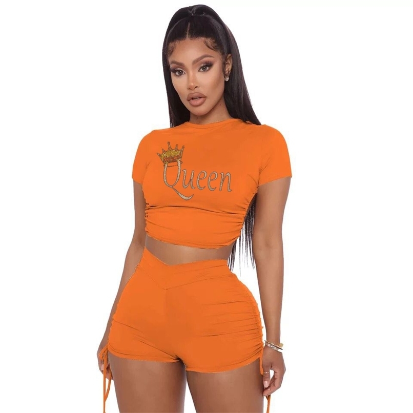 Casual Workout Active Wear Women Two Piece Sets Short Sleeve QUEEN Letter Print The 90s T Shirts + Biker Shorts Streetwear 210525, Orange
Casual Workout Active Wear Women Two Piece Sets Short Sleeve QUEEN Letter Print The 90s T Shirts + Biker Shorts Streetwear 210525, Orange