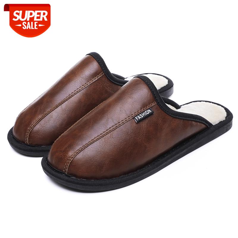 Winter Couple Leather Cotton Slippers Large Size Men's Shoes Indoor Warm Non-slip Waterproof Cotton Slippers Women Flip flop #Wz12, Black
Winter Couple Leather Cotton Slippers Large Size Men's Shoes Indoor Warm Non-slip Waterproof Cotton Slippers Women Flip flop #Wz12, Black