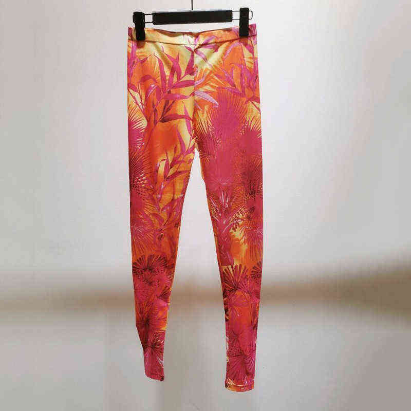 Women Printed Pants Elastic Waist Skinny Slim Full Female Casual Fashion s 211115
