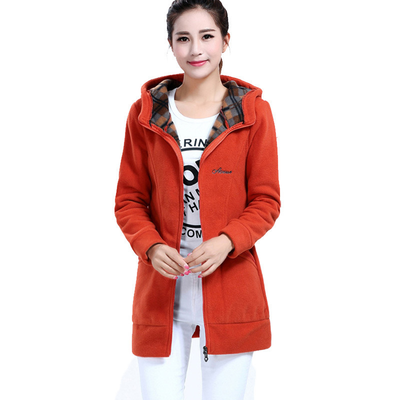 Women Fleece Hoodies Autumn Winter Female Warm Hoodies Zipper Hooded Jacket Thick Fleece Coat Outerwear Plus Size 3XL 4XL 201113