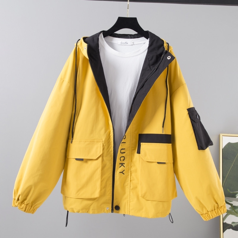 Women Windbreaker Spring Autumn Harajuku Streetwear Loose Hooded Jacket Female Letter Printed Short Coat Casual Outwear Femme 210602, Blue
Women Windbreaker Spring Autumn Harajuku Streetwear Loose Hooded Jacket Female Letter Printed Short Coat Casual Outwear Femme 210602, Blue