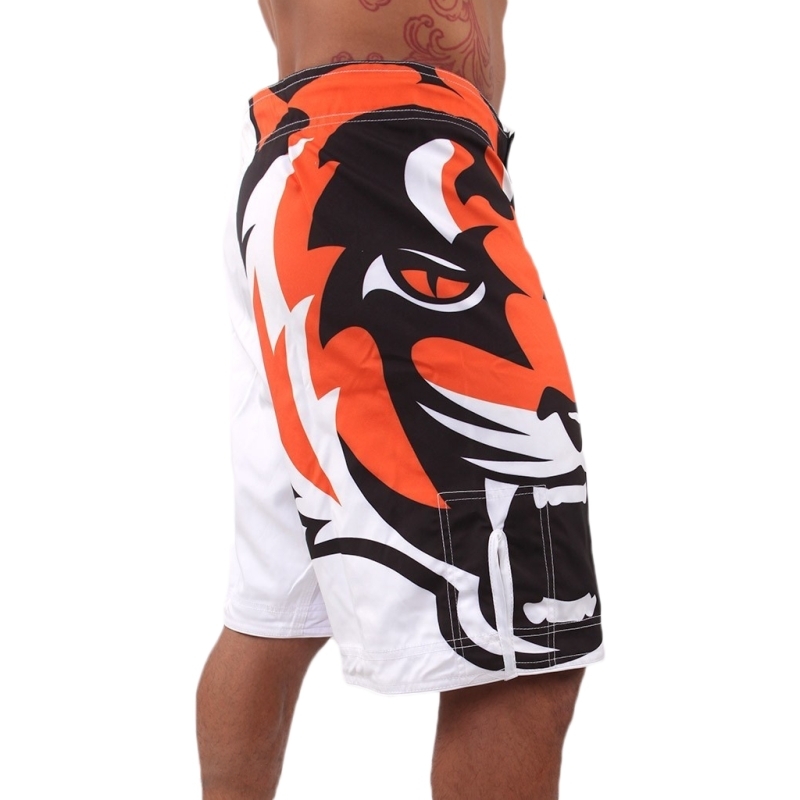 White 2015 Men's Tiger Muay Thai MMA Shorts combat sports boxing pants muay thai boxing shorts kick shorts boxing pants C0222