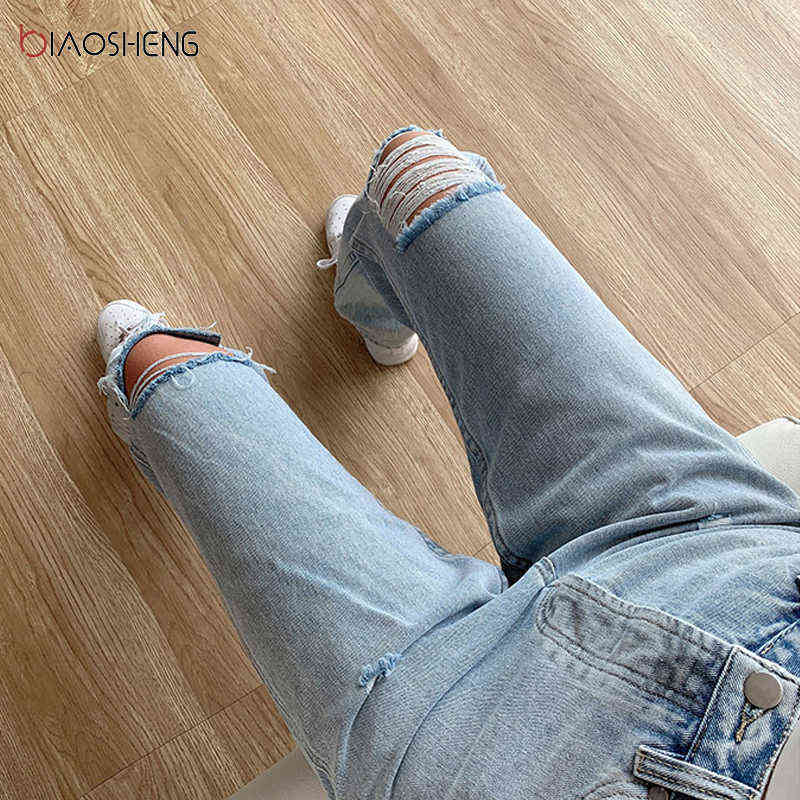 Pants Female Women's Jeans Large Size Boyfriend Jean Women y2k High Waist Mom Ripped Stright Trousers 211129