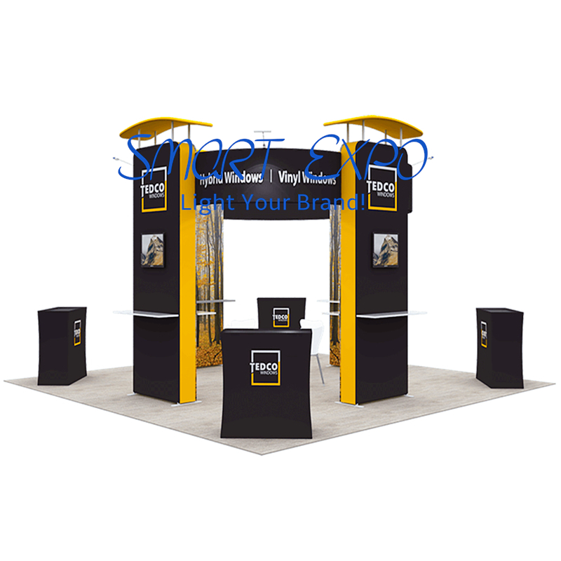 20x20 Innovative Trade Show Booths Advertising Display Stand with Frame Kits Custom Full Color Printed Graphics Carry Bag