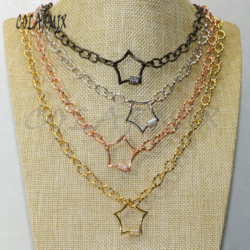 Pendant Necklaces 4Pcs Mix Color Star Clasp Metal Necklace Gold Jewelry Chain Handmade Jewerly 50596
Pendant Necklaces 4Pcs Mix Color Star Clasp Metal Necklace Gold Jewelry Chain Handmade Jewerly 50596