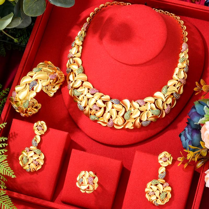 Earrings & Necklace Blachette Luxury Customized Gold Bracelet Ring 4PCS Women's Wedding Party Anniversary India Fine Jewelry Set, Silver
Earrings & Necklace Blachette Luxury Customized Gold Bracelet Ring 4PCS Women's Wedding Party Anniversary India Fine Jewelry Set, Silver