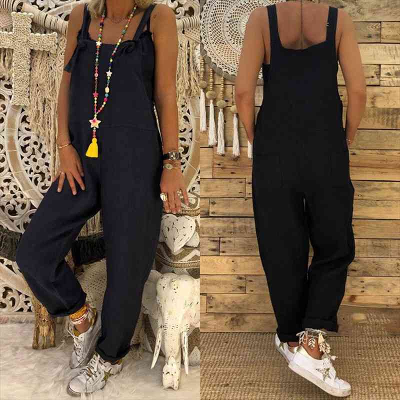 Fashion Casual Loose Linen Women Jumpsuit Cotton Dungarees Playsuit Trousers Overalls Black Gray Khaki, Black;white
Fashion Casual Loose Linen Women Jumpsuit Cotton Dungarees Playsuit Trousers Overalls Black Gray Khaki, Black;white