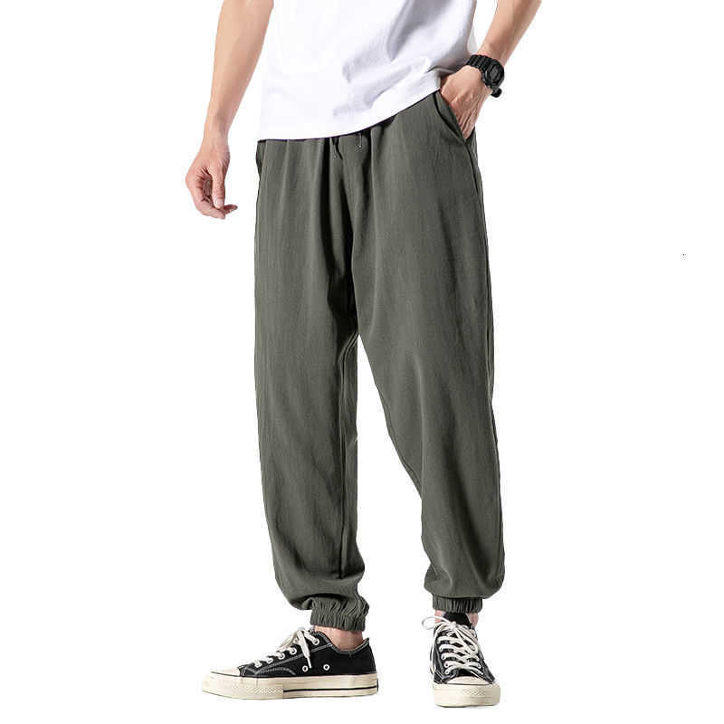 MrGB Cotton Linen Man's Joggers Men Solid Color Casual Harem Pants Baggy Male Solid Color Pants Men Clothing 210930