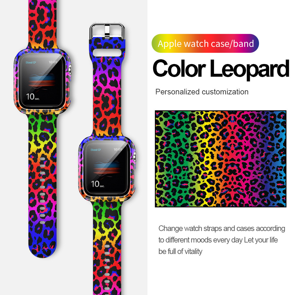Leopard Rose Skull Printing Silicone Straps With Protective Cases Replacement Bracelet Wrist Bands for Apple watch Series 6 5 4 3 2 1 SE free shipping
