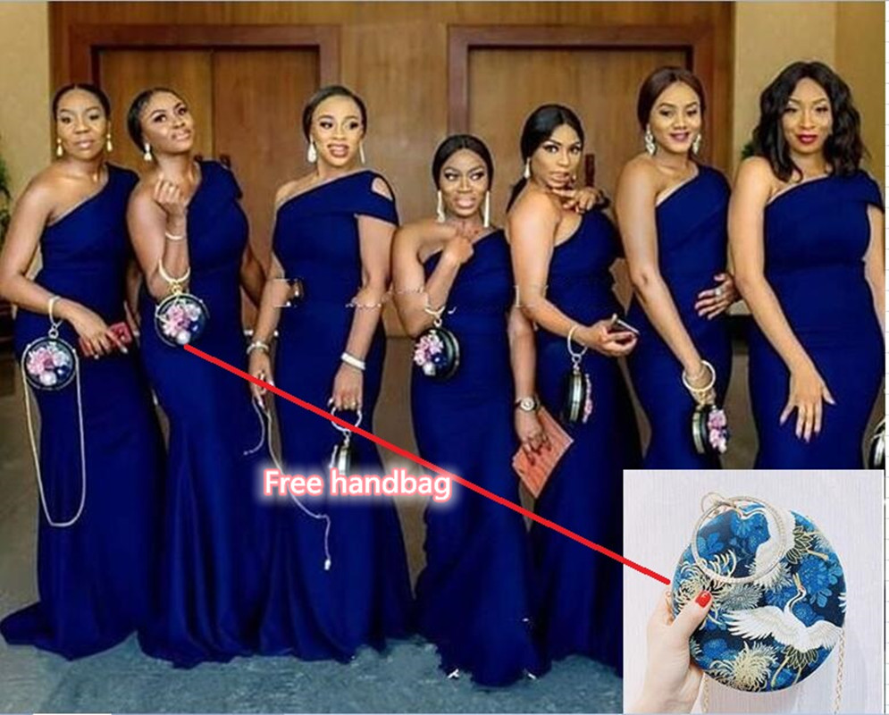 High Quality One Shoulder Mermaid Bridesmaid Dresses Simple Dress Plus Size African Garden Country Wedding Guest Gowns Maid of Honor