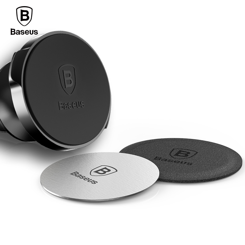 Cell Phone MountsMagnetic Disk For Car Phone Holder 2 pieces Metal & Leather Iron Sheets Plate Use Magnet Mount Mobile Phone Holder