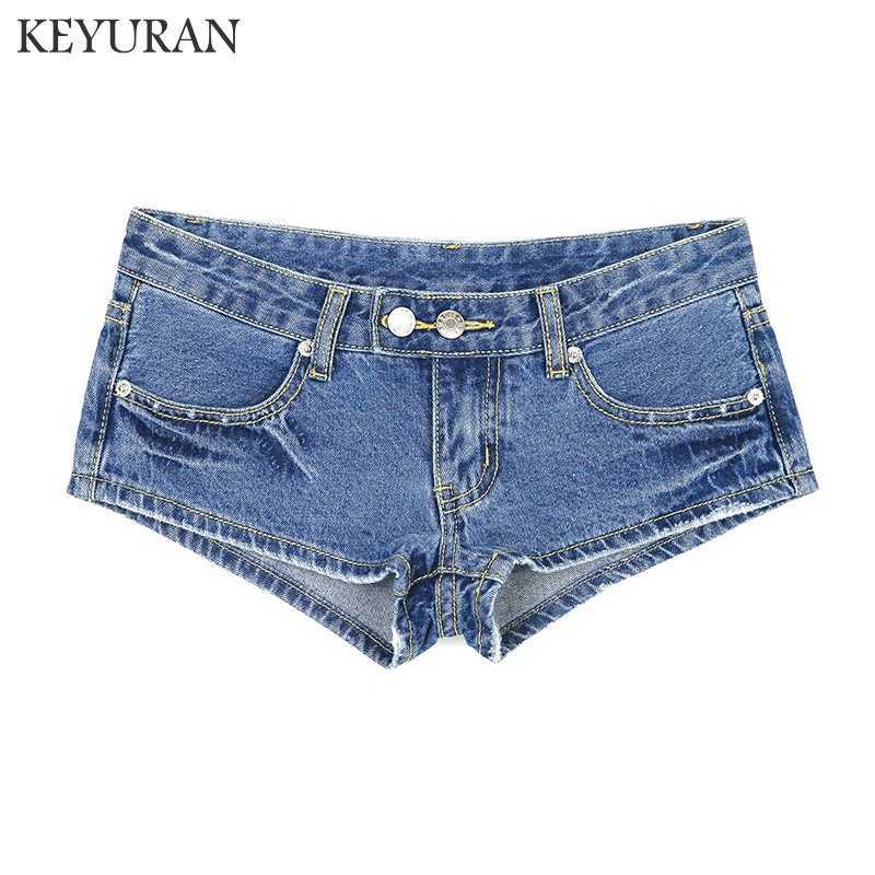 Fashion Low Waist Denim Shorts Nightclub Spice girls Sexy Women Jeans Pants Washed Blue Bottoms 210724