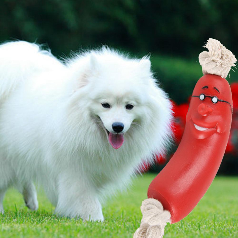 free shipping Funny pet toys sausage for pets healthy latex dog Ultra Bouncy Durable Dog Chew toy Puppy Teething Toys and Pet Cleans Teet