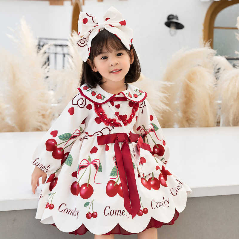 Girls Lolita Dress Autumn Kids Cherry Printed Dresses Baby Princess Infant Birthday Baptism Ball Gowns Children Boutique Clothes 210615, Pink
Girls Lolita Dress Autumn Kids Cherry Printed Dresses Baby Princess Infant Birthday Baptism Ball Gowns Children Boutique Clothes 210615, Pink