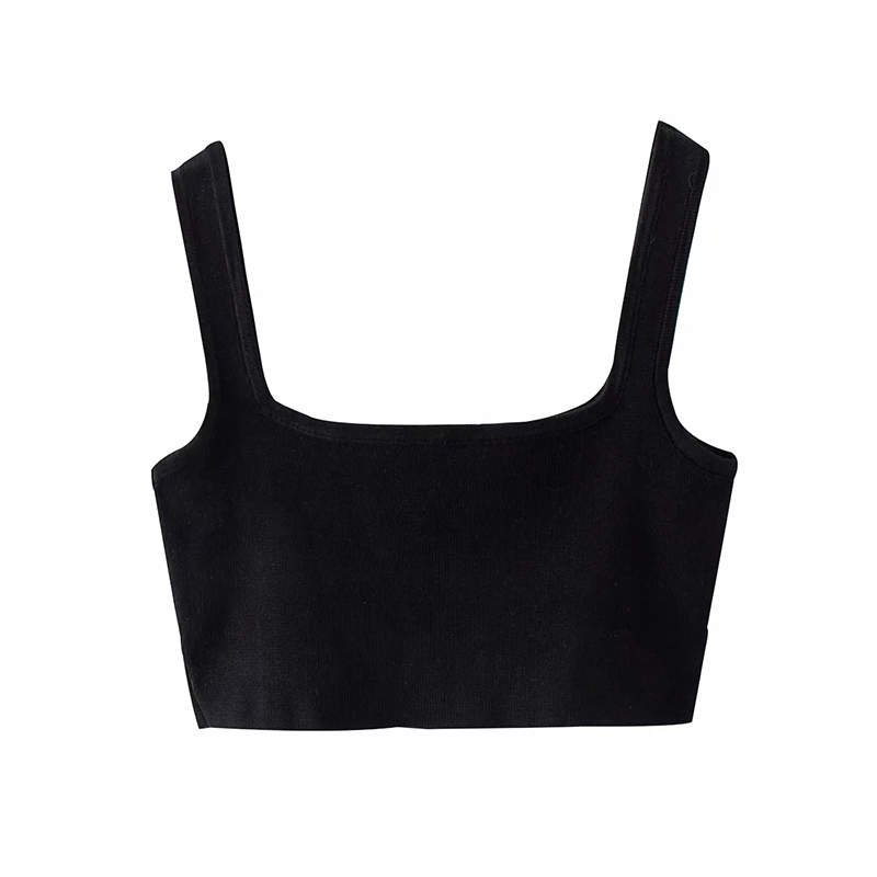 Elegant women black tank tops 2021 summer fashion ladies bomb knitted tops female chic tops femme girls high quality knitwear 210308