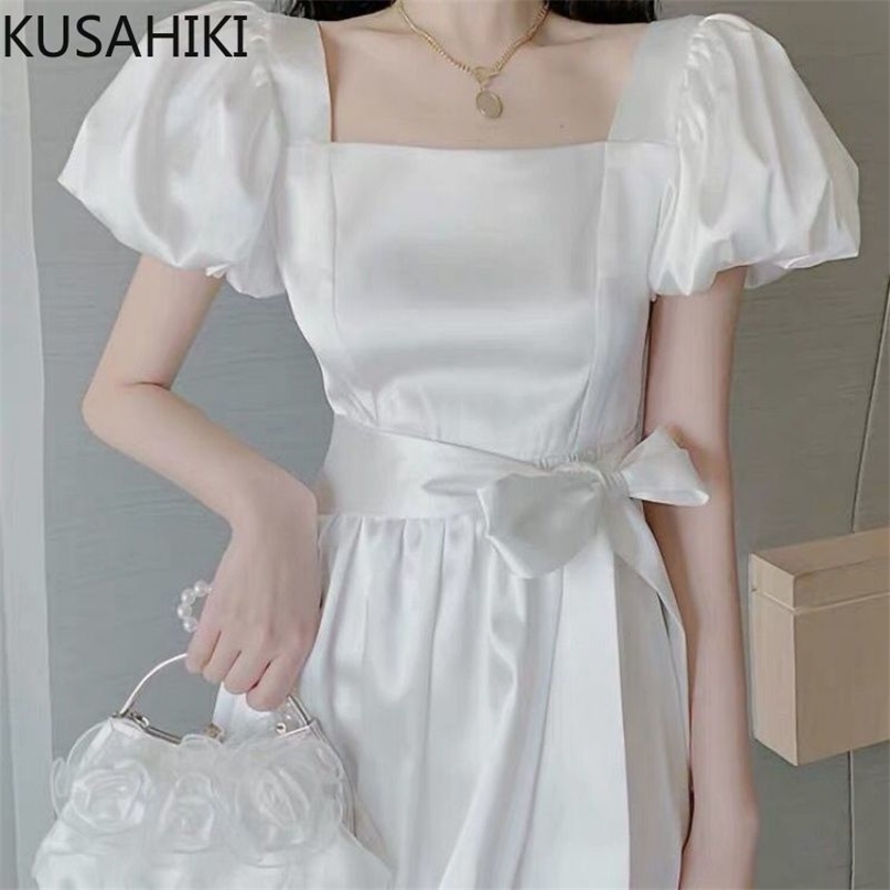 Sweet Bow Bandage Slim Waist Dressses Korean Puff Sleeve Squre Collar Dress Elegant Summer Vestidos 6H007 210603, White
Sweet Bow Bandage Slim Waist Dressses Korean Puff Sleeve Squre Collar Dress Elegant Summer Vestidos 6H007 210603, White