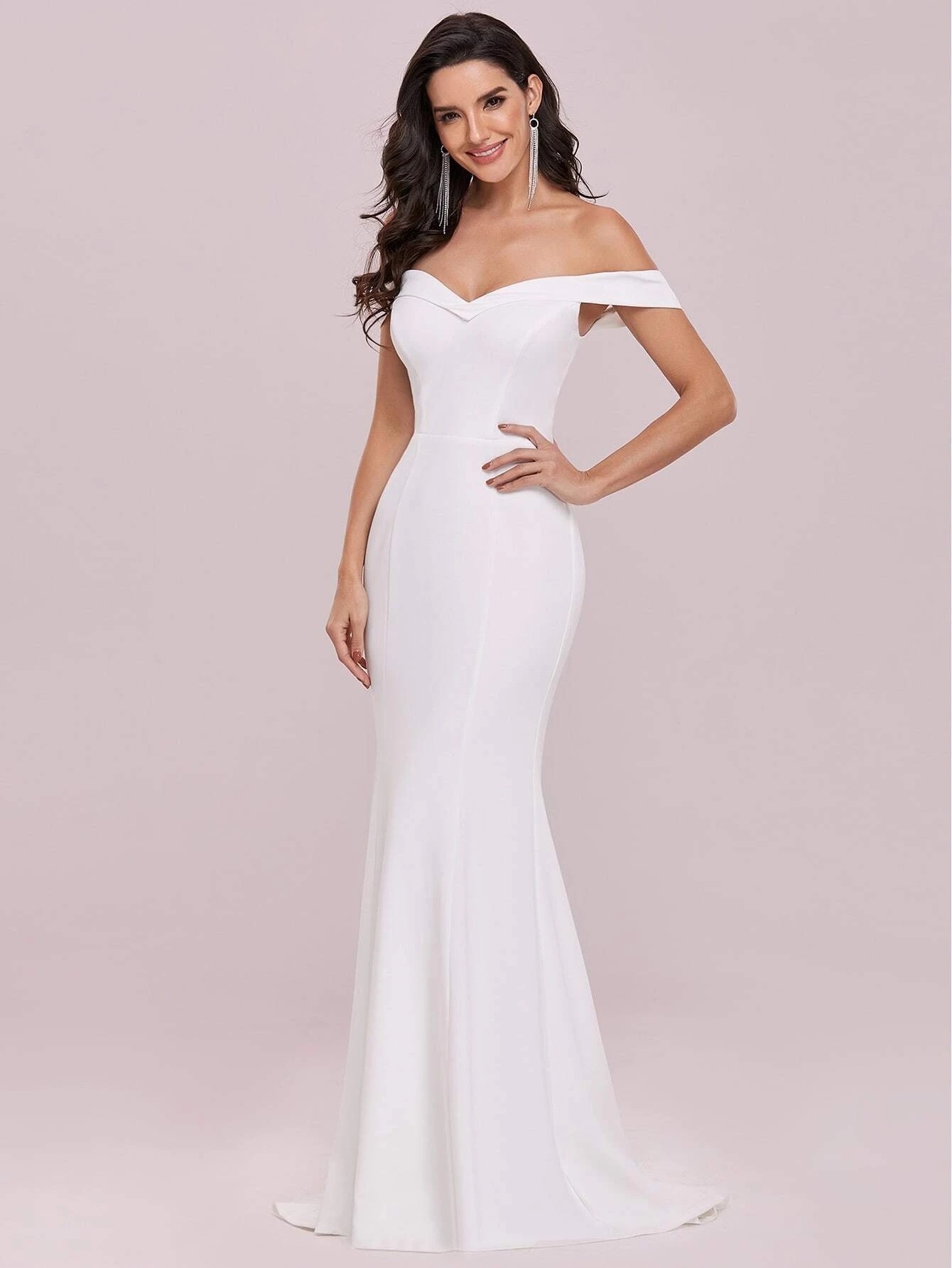 Simple Off Shoulder Mermaid Wedding Dress 2024 Simple Soft Satin Summer Backless Bridal Party Gowns robe de soiree