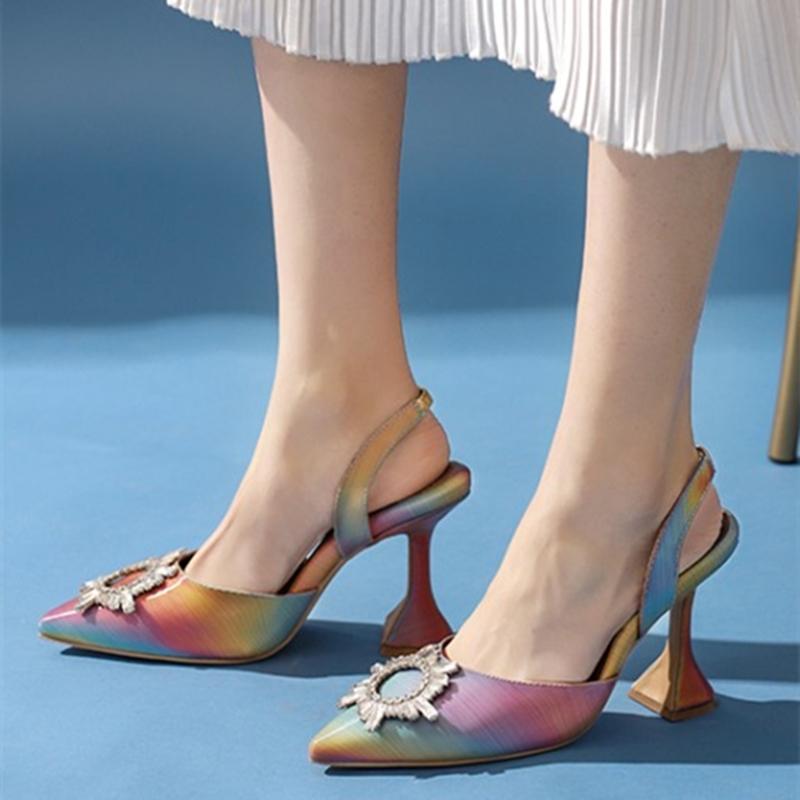 Back Strap Diamonds Decoration Rainbow Color Girl's Fancy Shoes Dress Summer Fashion High Heeled Sandal Kitten Heel Comfortable, Black
Back Strap Diamonds Decoration Rainbow Color Girl's Fancy Shoes Dress Summer Fashion High Heeled Sandal Kitten Heel Comfortable, Black