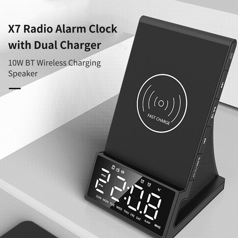 Wirelessly Charge Radio Alarm Clock Speaker LED Display Stereo Sound Quality Double Portable Speakers
Wirelessly Charge Radio Alarm Clock Speaker LED Display Stereo Sound Quality Double Portable Speakers