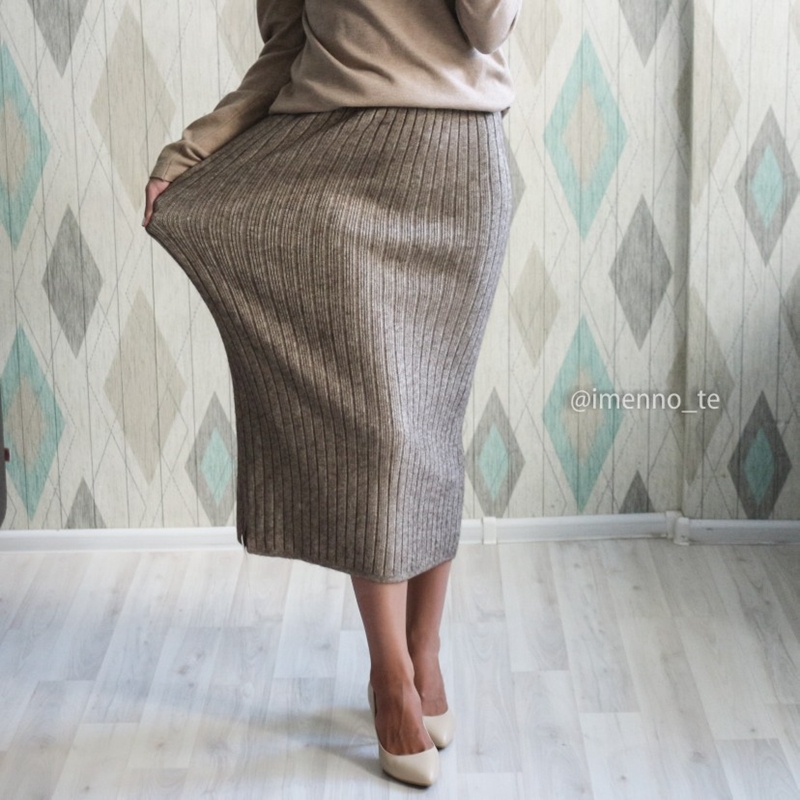 GIGOGOU 6080CM Elastic Band Women Skirts Autumn Winter Warm Knitted Straight Skirt Ribbed MidLong Skirt Black 210306
