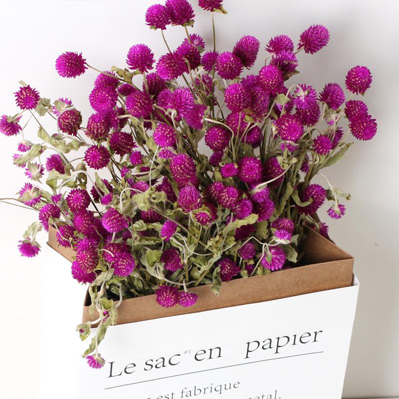 Decorative Flowers & Wreaths 45 Head Globe Amaranth Dried Flower Bouquet Rose Pink Purple Gomphrena Globosa Pressed For Home Wedding Party D