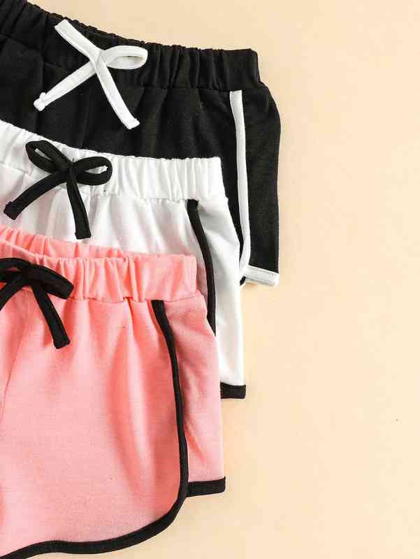 Baby 3pcs Tie Waist Contrast Binding Shorts SHE
