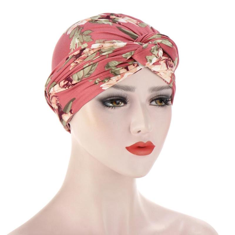 Ethnic Clothing Muslim Fashion Women Twist Turban Caps Stretchy Cotton Print Turbanet Headband Headscarf Bonnet Ladies Hair Loss Chemo Cap