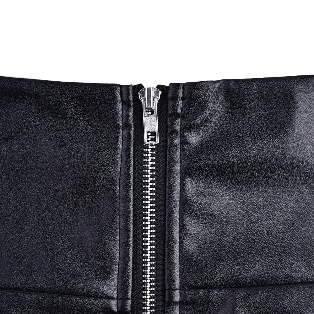 2021 Black PU Leather Skirt Women Sexy High Waist Bodycon Surplice Wrap Skirt Office Ladies Asymmetrical Club Party Skirt D30 210309