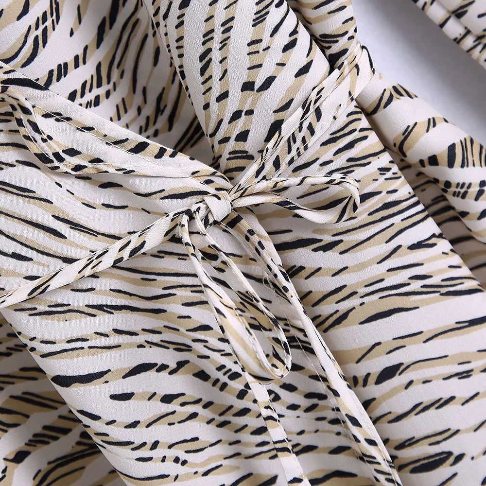 Women Dress Zabra Printed Ruffled V-neck Elegant Fashion Casual MIni Woman Dresses Femme Robe Ropa Mujer Vestidos 210709