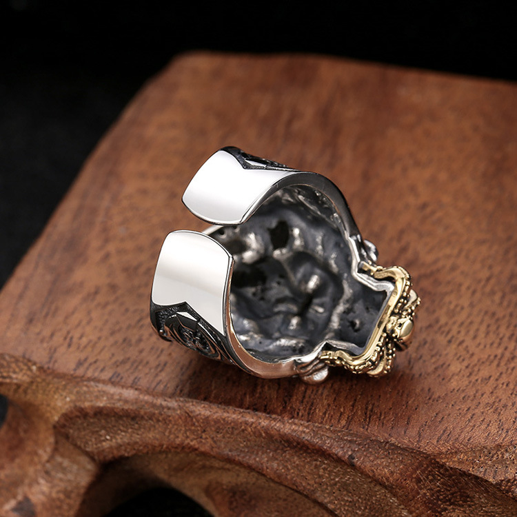 925 sterling silver lion king adjustable rings American European antique silver two-tone handmade vintage designer luxury jewelry rings
