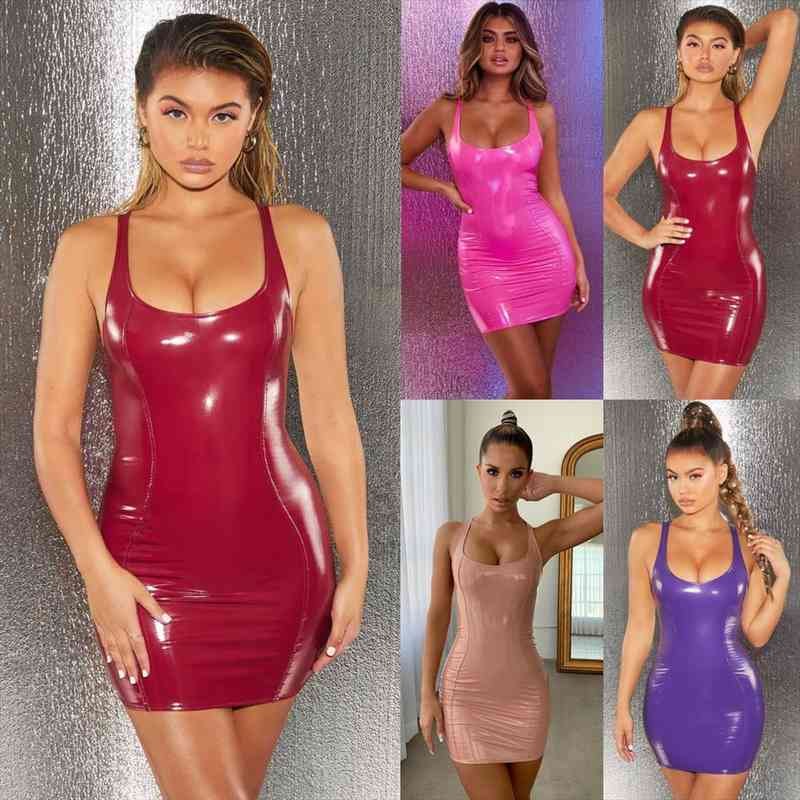 women pu leather zipper sleeveless low cut back zipper elastic square collar club wear solid bodycon party ladies dress, Black;gray
women pu leather zipper sleeveless low cut back zipper elastic square collar club wear solid bodycon party ladies dress, Black;gray