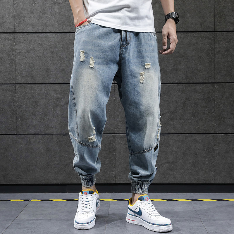 2021 New Autumn Torn Male Loose Korean Ankle with Blue Capri-jeans Straps Hare Vintage Men's Ripped Man's Jeans C33m, 107
2021 New Autumn Torn Male Loose Korean Ankle with Blue Capri-jeans Straps Hare Vintage Men's Ripped Man's Jeans C33m, 107