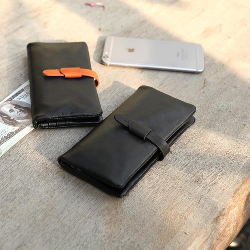 Multipurpose Men's Genuine Leather Wallet - Designer Belted Money Bag with Phone Slot