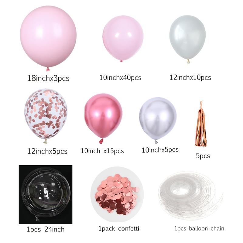 Party Decoration 86pcs/Set Macaron Balloon Garland Arch Kit Baby Pink Balloons Confetti For Shower Girl Birthday Wedding