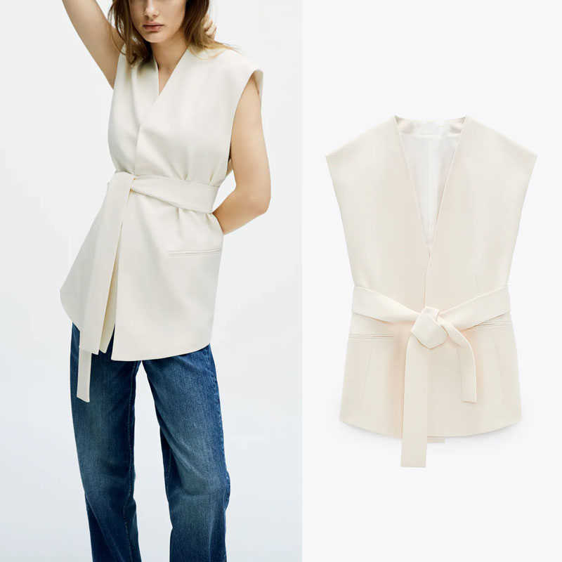 Za Oversized Belt Vest Women Spring Sleeveless V Neck Roomy Office Waistcoat Female Chic Double Welt Pockets Outerwear Top 210602, Beige
Za Oversized Belt Vest Women Spring Sleeveless V Neck Roomy Office Waistcoat Female Chic Double Welt Pockets Outerwear Top 210602, Beige