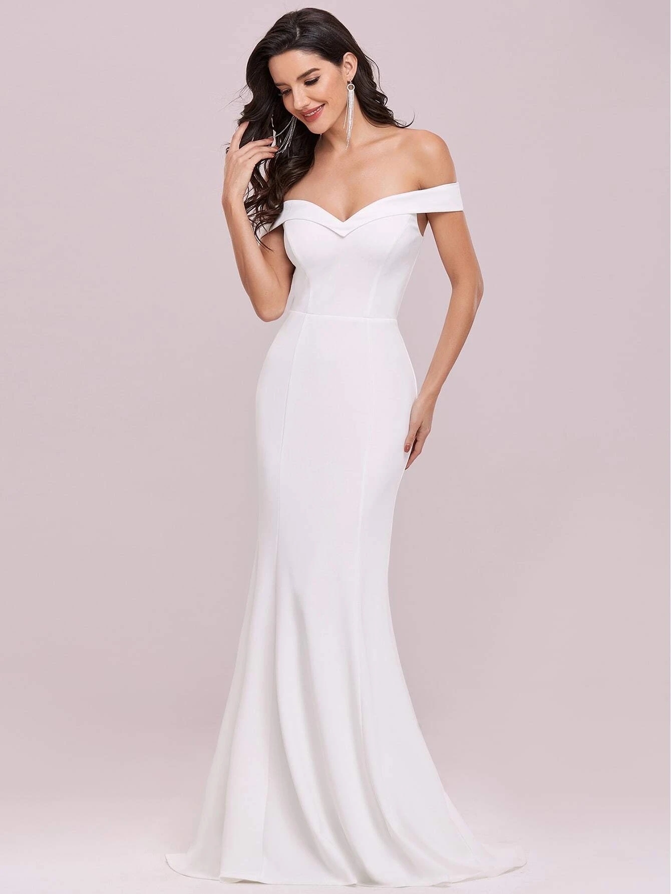 Simple Off Shoulder Mermaid Wedding Dress 2024 Simple Soft Satin Summer Backless Bridal Party Gowns robe de soiree