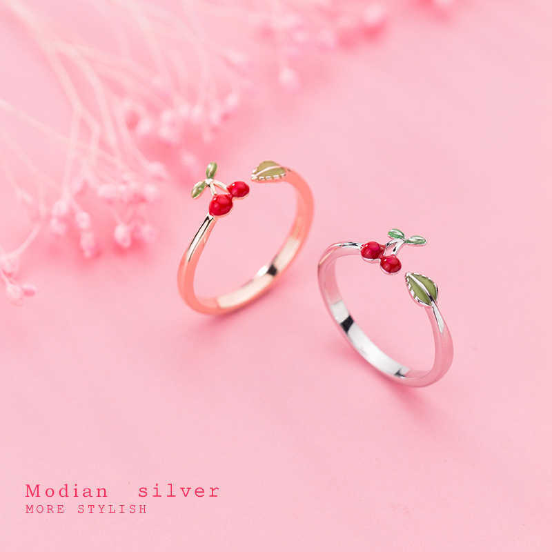 Real 925 Sterling Silver Enamel Sweet Lovely Cherry Leaves Open Adjustable Finger Ring for Women Korea Style Fine Jewelry 210707
Real 925 Sterling Silver Enamel Sweet Lovely Cherry Leaves Open Adjustable Finger Ring for Women Korea Style Fine Jewelry 210707