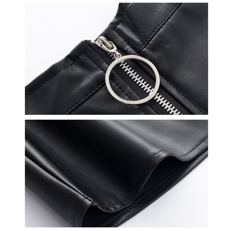 Sungtin High Waist Faux Leather Skirt Women Sexy Mini Short Bodycon Pencil Skirts Spring Front Zipper PU ALine Skirt 210306
