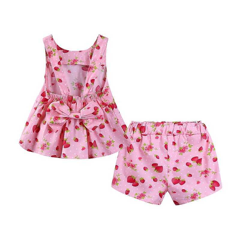 Mudkingdom Backless Fruit Girls Short Set Watermelon Pineapple Strawberry Fruity Outfits Summer Clothes Suit Cute Novelty 210615