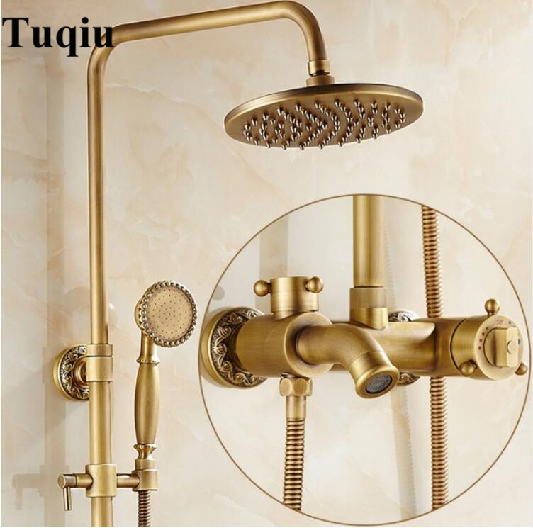 2021 New Luxury High Quality Bathroom Antique Brass Rain Thermostatic Bath & Shower Faucet Set, Wall Mounted Xkp4
2021 New Luxury High Quality Bathroom Antique Brass Rain Thermostatic Bath & Shower Faucet Set, Wall Mounted Xkp4