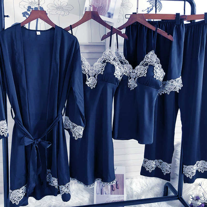 White Bride Bridesmaid Wedding Robe Gown Lace Trim Sexy Women Night Bathrobe Kimono Pajamas Sets Bath Gown Summer Sleepwear 210924