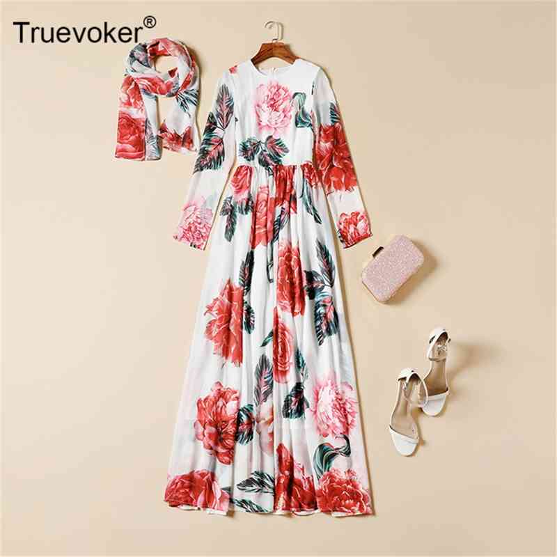 Truevoker Spring Runway Maxi Long Dress Lady Sleeve Retro Peony Flower Printed Ankle-Length Elegant With Scarf 210602, White
Truevoker Spring Runway Maxi Long Dress Lady Sleeve Retro Peony Flower Printed Ankle-Length Elegant With Scarf 210602, White